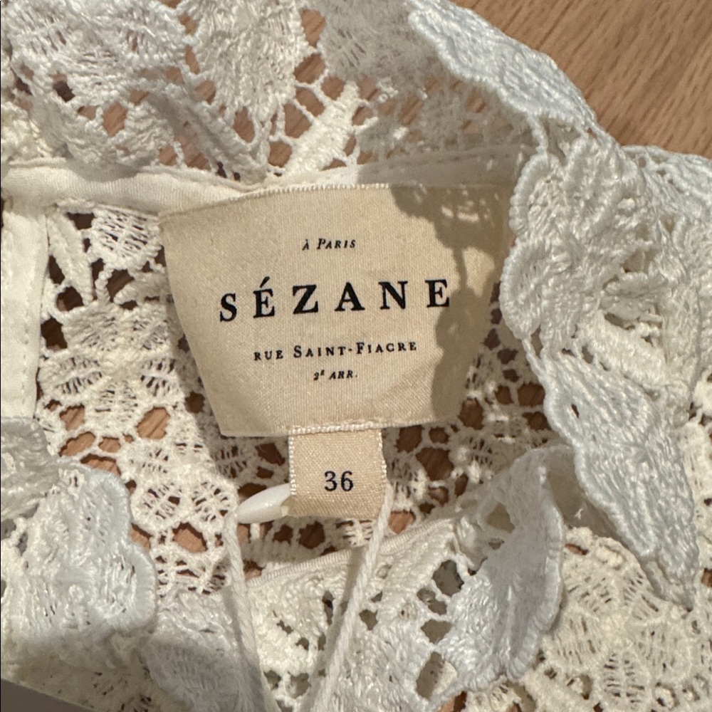 NWT Sezane Lisana Top in Guipure Ivory Size 4 - Picture 6 of 8